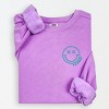 Simply Sage Market S.W.Smiley Embroidered Simple Wink Bold Lightweight Garment Dyed Sweatshirt - 2 of 4
