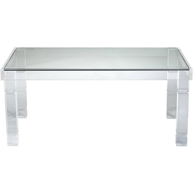 55 Downing Street Marley Modern Acrylic Rectangular Coffee Table 42" x 24" Clear Tempered Glass Tabletop for Living Room Bedroom Bedside Entryway Home, 3 of 10