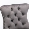 OUTSUPPLY Set of 2 Velvet Bar Stools, Button Tufted Mid-Century Design with Wood Legs & Chrome Nailheads - 4 of 4