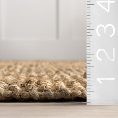 Handcrafted Artisanal Chunky Jute 4' Square Rug in Natural