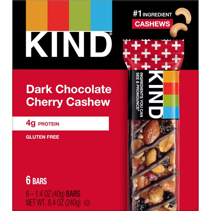 KIND Dark Chocolate Cherry Cashew Bars - 8.4oz/6ct, 3 of 11