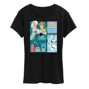 Women's - Disney - Elsa, Olaf & Anna Birthday Celebration Short Sleeve Graphic T-Shirt - 1 of 4