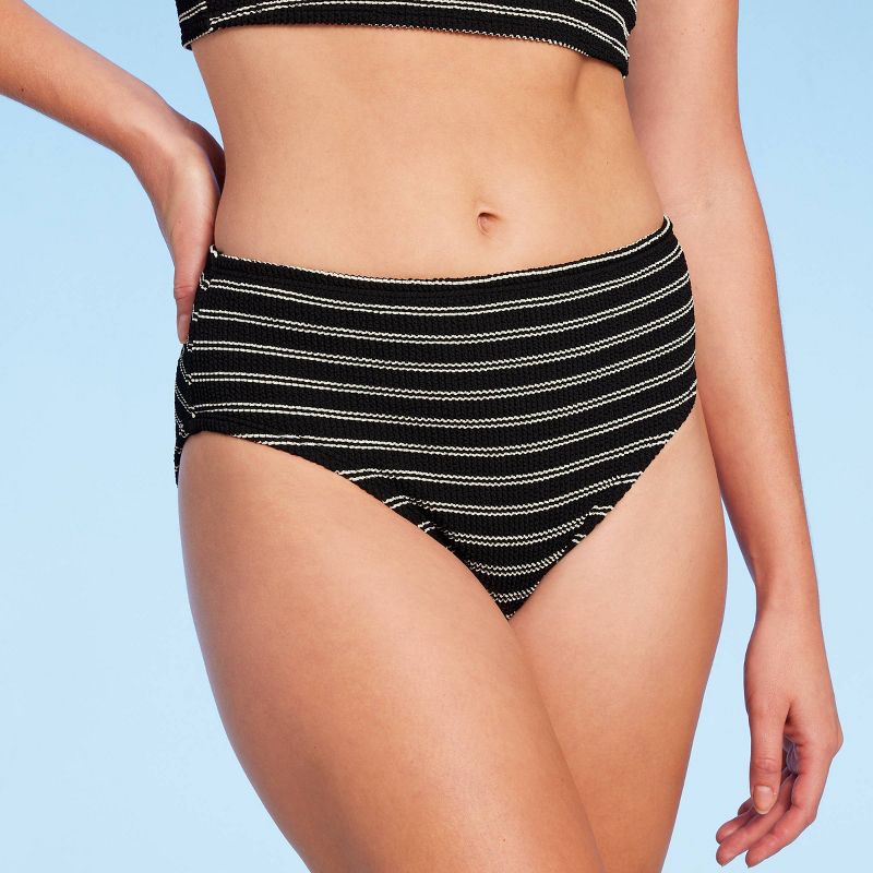 Women's Pucker Textured Mid-Rise Medium Coverage Bikini Bottom - Kona Sol™, 1 of 13