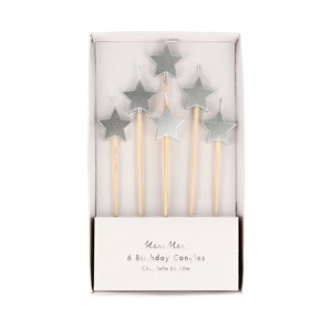 Meri Meri Silver Star Candles (Pack of 6) - 1 of 1