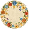 Round Rug 4x4 Yellow,Machine Washable Non-Slip Soft Low Pile Carpet for Kids Room,Entryway, Dorm, Stain-Resistant Easy-Clean Accent Floral Area Rug - 2 of 4