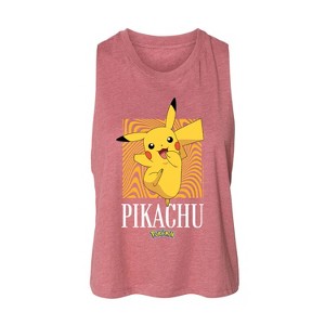 Women's Pokémon Pikachu Art Graphic Racerback Tank - Heather Mauve - Small - 1 of 2