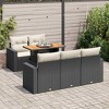 vidaXL Patio Sofa Set with Cushions Balcony Outdoor Seating 6 Piece Poly Rattan - Black and Cream - 2 of 4