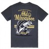 Mens Old Milwaukee Bass Fishing Black Front and Back Print T-Shirt - 3 of 4
