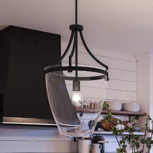 Urban Ambiance Luxury Transitional Pendant 23.375''H x 15.25''W,  Midnight Black Finish,  Coronado Collection, UHP4278 - 1 of 4