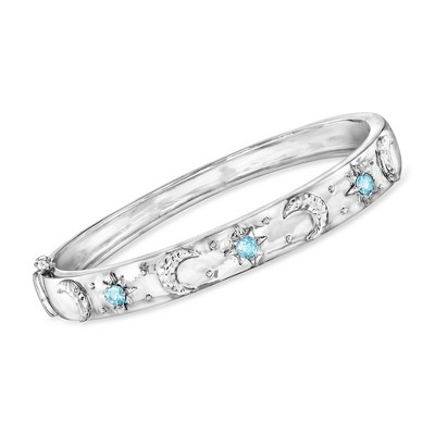 Ross-Simons 0.50 ct. t.w. Swiss Blue Topaz Celestial Bangle Bracelet in Sterling Silver Size 7