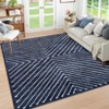Washable Modern Stripe Area Rugs Contemporary Indoor Lightweight Low Pile Non Slip Carpet For Living Room Bedroom Soft Easy Care Floor Mat Home Decor - 2 of 4