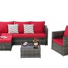Outdoor Sofa Set, 6 Pcs Furniture Set, Wicker Sofa With Cushions,  L- Shaped Sofa, Detachable Lounger and Coffee Table -Coolbibila - 4 of 4