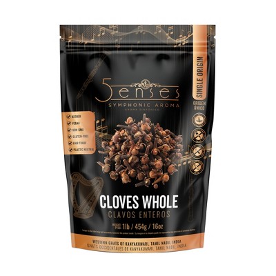 5Senses Cloves Whole | Symphonic Aroma | Single Origin | Natural, No Additives or Preservatives | Resealable bag