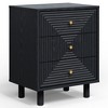 Heynemo Black 3 Drawer Nightstand, Small Dresser with Solid Wood Legs, Wooden Storage Night Stand Side Table, Modern Chest of Drawers Organizer - 3 of 4