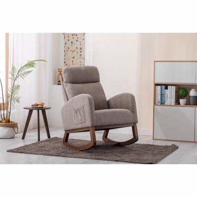 TOAOTBNBO Recliner Rocking Chair with Two Side Pocket, Cozy Lazy Arm Chair with High-density Sponge Rocking Accent Chair for Rest Room
