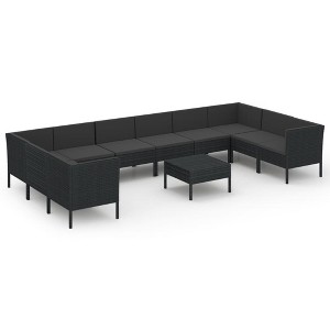 vidaXL Garden Lounge Set Black - 1 of 4
