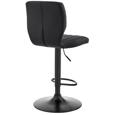 Adjustable Black Metal and Leatherette Swivel Bar Stool
