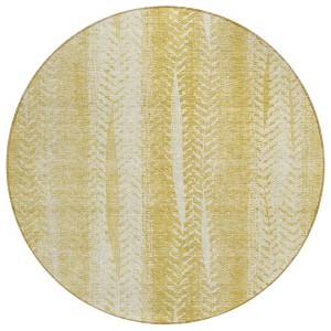 Gold Wheat And Ivory Botanical Leaves Washable Indoor Outdoor Area Rug - 1 of 4