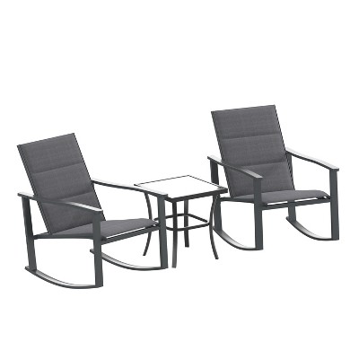 Flash Furniture Brazos 3 Piece Outdoor Rocking Chair Bistro Set