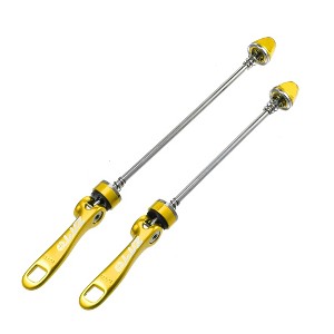 Unique Bargains Bicycle Quick Release Axles Skewers Front Rear 5.91" 7.48" Gold Tone 2 Pcs - 1 of 4