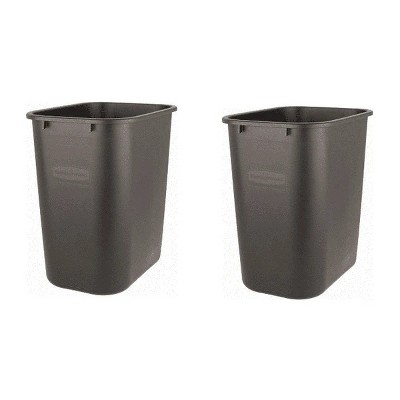 Racxily 2 Pack 7 Gallon Plastic Office Trash Can, Waste Basket, Garbage Can for Home, Office Black