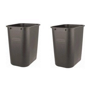Racxily 2 Pack 7 Gallon Plastic Office Trash Can, Waste Basket, Garbage Can for Home, Office Black - 1 of 3