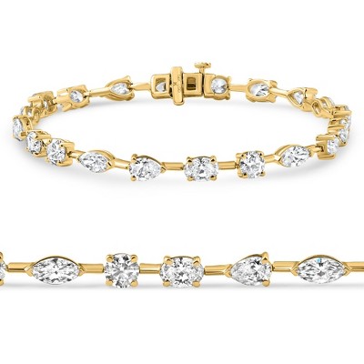 Pompeii3 8Ct Mixed Cut Diamond Tennis Bracelet 7" 14k Yellow Gold Lab Created