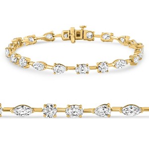 Pompeii3 8Ct Mixed Cut Diamond Tennis Bracelet 7" 14k Yellow Gold Lab Created - 1 of 4