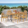 GDFStudio Serena Outdoor Industrial Acacia Wood 7 Piece Dining Set, Teak/Black - 2 of 4