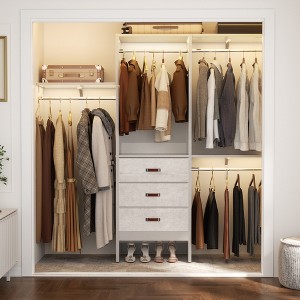 Aheaplus 60'' Closet System with Fabric Drawers, Walk-in Closet Organizer with Hanging Rods and Adjustable Shelves - 1 of 4