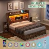 AMERLIFE Bed Frame with Drawers, LED, Bookcase Headboard, Charging, Shelves - 3 of 4