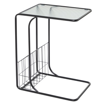 Contemporary Metal and Glass Accent Table Black - Olivia & May