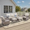 Belord Patio Furniture Set, All Weather Gray Wicker Outdoor Conversation Set with Patio Couch, Swivel Patio Rocker, High Back and 4" Thick Cushions - 2 of 4
