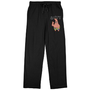 Spongebob Squarepants Salty Patrick the Starfish Men's Black Sleep Pajama Pants - 1 of 3