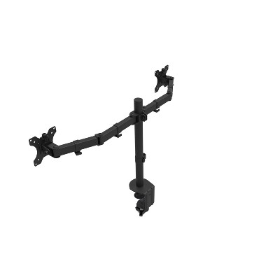 Black Dual Monitor Adjustable Metal Desk Mount