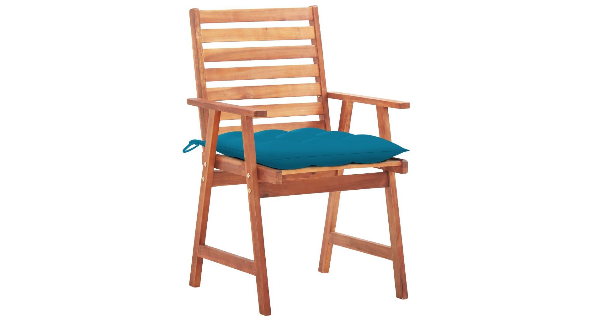 vidaXL Patio Dining Chairs 3 Pcs - Solid Acacia Wood with Waterproof Blue Cushions - Garden/Terrace/Patio Furniture