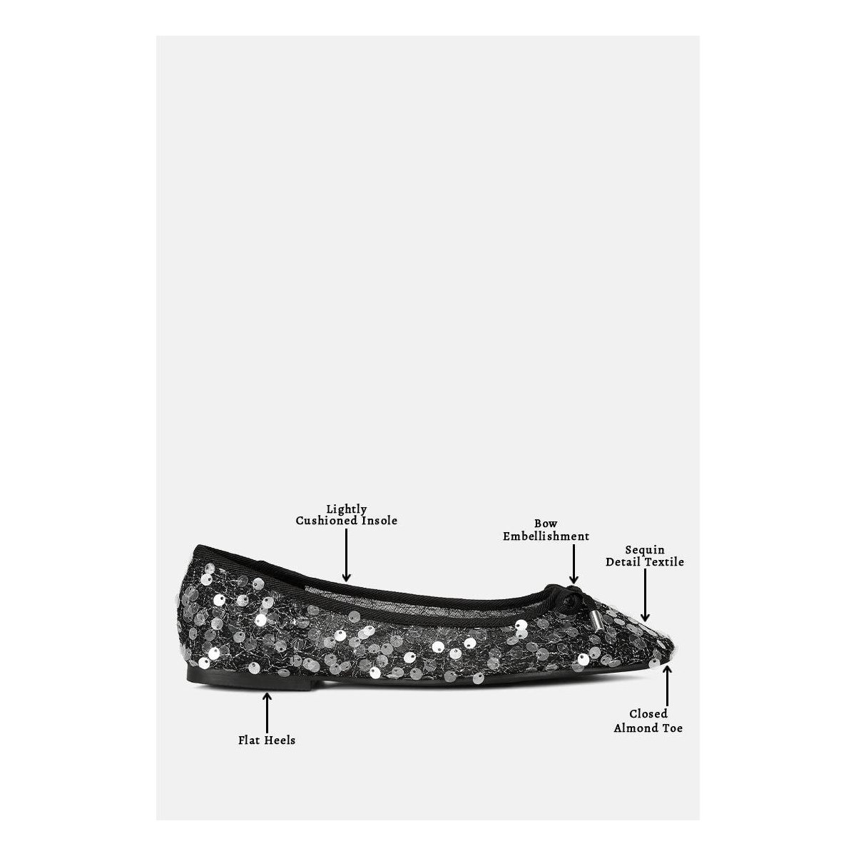 Обувь London Rag Womens Sequin Embellished Sheer Ballet Flats 7 — фото 6