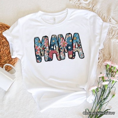 Daisy Floral Mama T-Shirt, Colorful Retro White Tee for Stylish and Cheerful Women| OrnamentallyYou