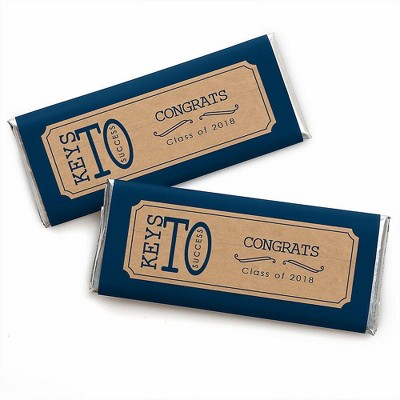 Big Dot of Happiness Grad Keys to Success - Candy Bar Wrappers Graduation Party Favors - Set of 24