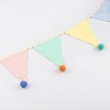 Meri Meri Pastel Pom Pom Flag Garland (Pack of 1). Garland length is 6'. Measures 10' including excess cord. - 4 of 4