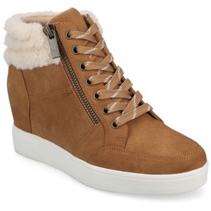 Journee Women's Clarity High Top Wedge Sneaker - 1 of 4