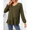 Clearlove Women's Casual V Neck Button Shirt Long Sleeve Blouse Asymmetrical Loose Flowy Ruffled Blouses - 4 of 4