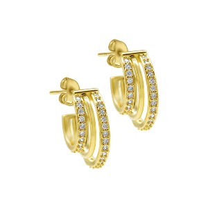 Adornia 14k Gold Plated Multi-Band Crystal Huggie Earrings - 1 of 4