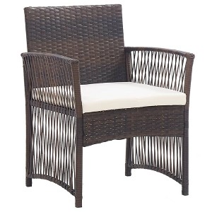 vidaXL Patio Armchairs with Cushions Outdoor Lounge Chair 2 Pcs Poly Rattan - Brown - 1 of 4