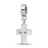 Black Bow Jewelry Sterling Silver and Clear Crystal Cross Dangle Bead Charm - 4 of 4