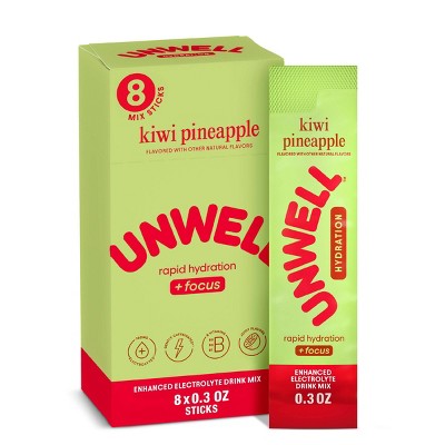 Unwell Hydration+Focus Kiwi Pineapple Powder Stick Sport Drink - 8pk