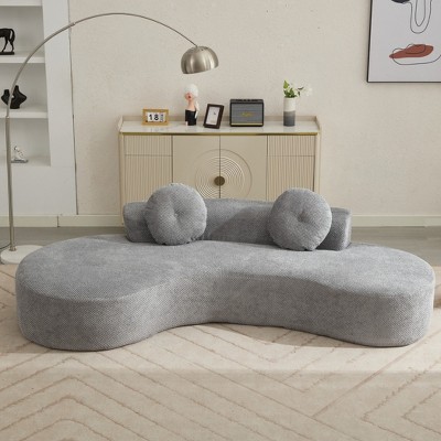 105.5" Curved Cloud Sofa, Modern 3-4 Seater Couch with Pillows, No Assembly Corduroy, for Living Room, Bedroom