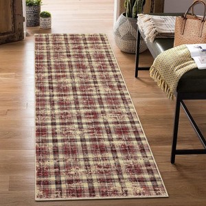 2'x6' Area Rug for Living Room, Machine Washable Non-Slip Vintage Style, Stain Resistant Mat for Dining, Nursery, Office, Entrance, Kitchen, Red - 1 of 4