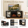 Tangkula 58" Fireplace TV Stand w/ 18" 1500W Electric Fireplace Adjustable Brightness Black - 3 of 4