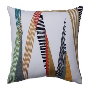 18.5"x18.5" Deco Strokes Throw Pillow Off-White - Pillow Perfect: Crewel Embroidery, Geometric, Indoor Use - 1 of 4